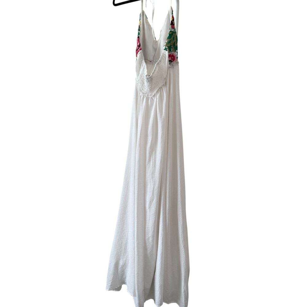 Callie Mac Floral Embroidered White Maxi Dress 100% Polyester Size M - Picture 6 of 10